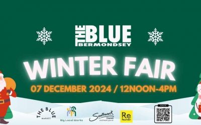 blue bermondsey winter fair 2024 event banner